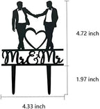 Mr & Mr Cake Topper, Black Acrylic Gay Wedding Decoration, Gift for Gay Couple, Men Anniversary