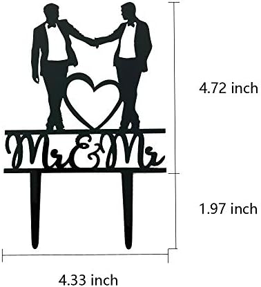 Mr & Mr Cake Topper, Black Acrylic Gay Wedding Decoration, Gift for Gay Couple, Men Anniversary