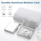Aluminum Retainer Case for Invisalign Aligners, Partial Mouth Guard Case Denture Retainer Container Case Holder with Vent Holes, Slim Orthodontic Aligner Case for Traveling-1 Pack