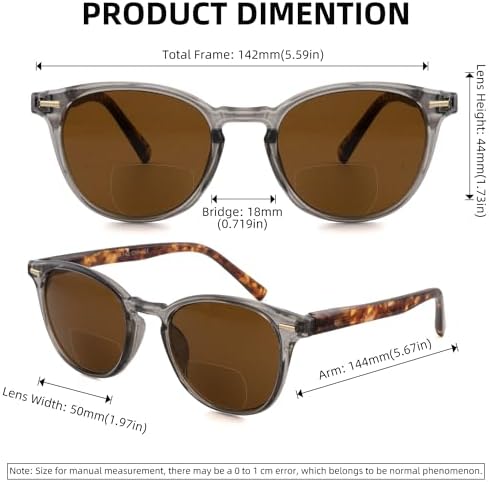 2 Pack Bifocal Reading Sunglasses for Women Men Classic Round Sun Reader Glasses Unisex Outdoor UV400 Protection