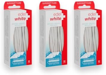 Edel+White Dental Floss - 50 Floss Threaders for Bridges, Orthodontic Braces and Dental Implants for Optimal Oral Hygiene Care - Gentle Threader Floss for Oral Health (3 Pack)…