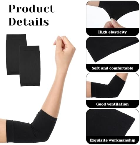 2 Pairs Tattoo Cover up Sleeve, 7.1 X 3.5 Inch Forearm Concealer Support, Tattoo Aftercare UV Protection Over sleeve Fashion Sleeves for Women Men(Black)
