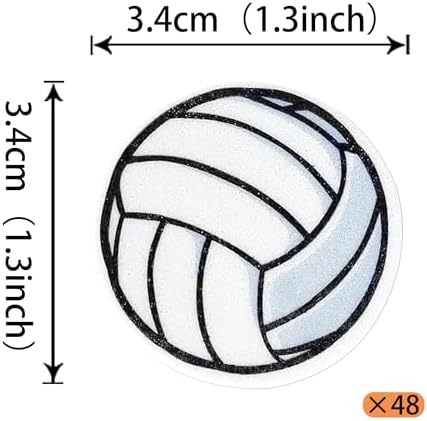 48 Pack Edible Sports Ball Cupcake Toppers - Volleyball Game Player Picks for Kids Birthday Party Decorations