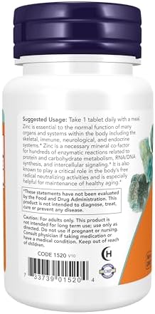 NOW Foods Supplements, Zinc (Zinc Gluconate) 50 mg, Supports Enzyme Functions*, Immune Support*, 100 Tablets