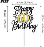 1 PCS Happy 60th Birthday Cake Topper, Black Gold Glitter Cheers to 60 Years Cake Topper, Cake Pick 60th Birthday Cake Decoration for Happy 60th Birthday Anniversary Party Decorations Supplies