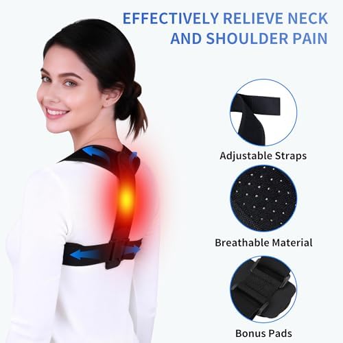 Upper Back Brace Posture Corrector for Women and Men, Adjustable Upper & Mid Back Support, Breathable Back Straightener for Neck, Shoulder & Clavicle Pain Relief
