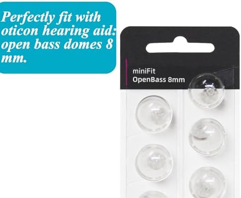 Hearing Aid Domes for Oticon Replacements, Oticon Minifit Open Bass Vent Domes (8 mm/2 Packs）, Universal Domes for Oticon Hearing Aid Supplies.