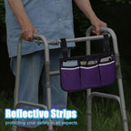Walker Bag Basket with Reflective Strips Walkers Rollator Organizer Carry Storage Pouch Wheel Chair Folding Basket Lightweight Large Capacity Organizer for Seniors Elderly Rollator Accessories