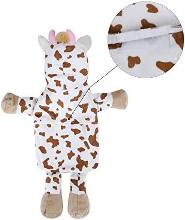 Mini Hot Water Bottle Warmer with Cute Cow Stuffed Animal Cover, Waist Neck Shoulder Hot and Cold Water Bag Winter Relaxing Portable Reusable Pain Relief Bottle