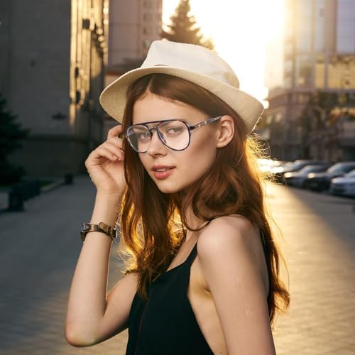 DXYXYO Retro Aviator Reading Glasses for Women, Mens Lightweight Blue Light Blocking Computer Readers