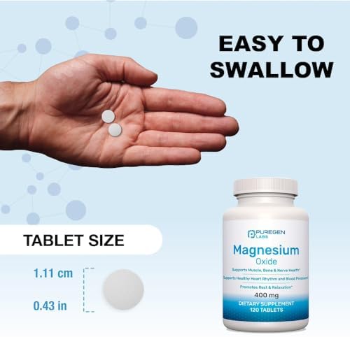Magnesium 400mg [High Potency] Supplement – Magnesium Oxide for Immune Support, Muscle Recovery, Leg Cramps and Relaxation 120 Tablets