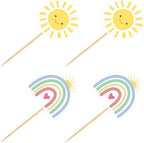 24pcs Rainbow Cake Topper Cupcake Pick Wedding Birthday Party Sun Clouds Party Decoration Supply for Kids Birthday Party