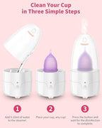 Menstrual Cup Steamer Sterilizer with 2 Reusable Menstrual Cups, Period Cups Cleaner Wash Kit