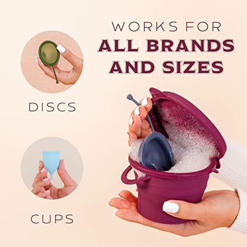 Pixie Menstrual Cup Compact Sterilizer for Feminine Care - Good for Public Restrooms, Camping or Dorms - Collapsible Cleaner Container for Your Menstrual Disc & Period Cup - Microwavable - Reusable