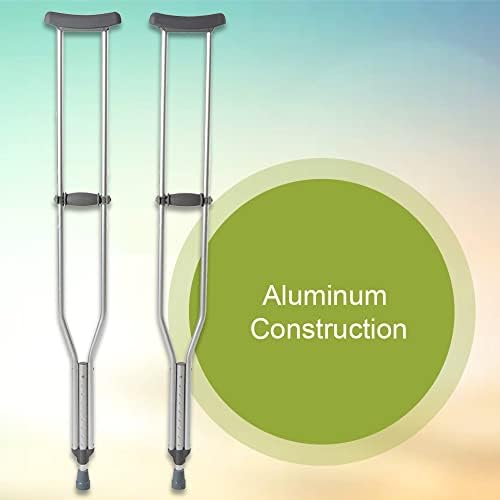 McKesson Aluminum Adjustable Underarm Crutches for Tall Adults, Max 350 lbs, 1 Pair