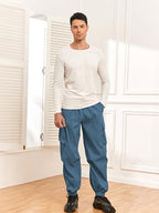 ZAFUL Men's Parachute Pants Casual Baggy Cargo Drawstring Trouser