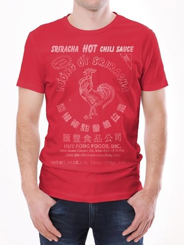 Tee Luv Men's Sriracha Hot Chili Sauce T-Shirt - Faded Sriracha Logo Shirt