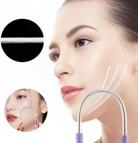 4 Pcs Facial Hair Remover Manual Epilator Spring Spring Face Hair Remover with Handle Hair Epilator Tool (Random Color)