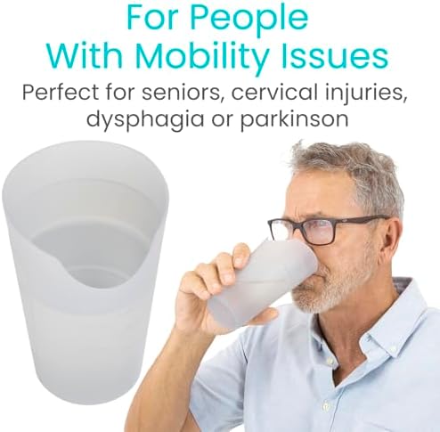 Vive Nosey Cup (3 Pack) - Cut Out Drinking Glass for Controlled Sips and Portions - Drink Cup for Stable & Fixed Drinking Position - Dishwasher Safe Plastic for Medical Patient, Parkinsons