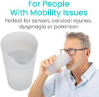 Vive Nosey Cup (3 Pack) - Cut Out Drinking Glass for Controlled Sips and Portions - Drink Cup for Stable & Fixed Drinking Position - Dishwasher Safe Plastic for Medical Patient, Parkinsons