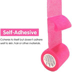 Self Adherent Cohesive Bandage 2"x5 Yards First Aid Bandages Stretch Sport Athletic Wrap Vet Tape for Wrist Ankle Sprain and Swelling,Hot Pink(6 Rolls)