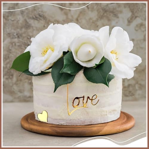 12 Pcs Acrylic Love Heart Cake Topper, Gold Heart Cake Toppers, Valentine's Day Cake Decoration, Wedding Cake Toppers, Anniversary Engagement Birthday Party Supplies