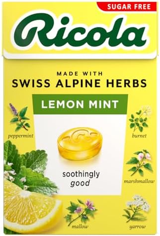 Ricola Lemon Mint Sugar Free Swiss Herbal Sweets, Herb Drops, 900 g - Pack of 20