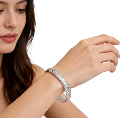 AINIFU Women Blossoms Jewelry Sterling Silver Bracelet Fashion Cuff Bangle Chain Bracelets Practical Processed Personalized Ideas Bracelet