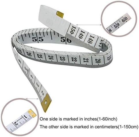 GDMINLO Soft Tape Measure Double Scale Body Sewing Flexible Tailor Craft Vinyl Ruler for Weight Loss Medical Body Measurement, Has Centimetre Scale on Reverse Side 60-inch（White）