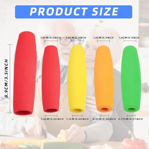 8-Pack Foam Grip Tubing for Utensils - 4 Sizes No-Cut Utensils Adaptive Grip Handle for Utensils Tools & Pens - Built up Tubing Padding Grips Aid for Elderly, Disabled, Arthritic, Handicapped
