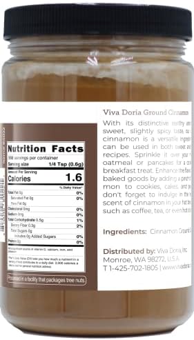 Viva Doria Ground Cinnamon Powder, 12 oz (340g) | Ideal for Baking, Cooking, Pies, Tea & Coffee
