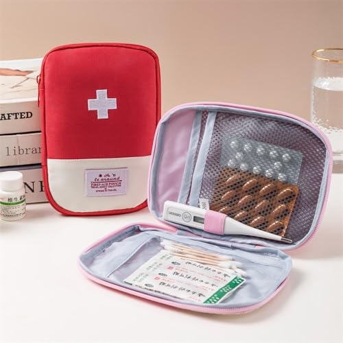 Personal Pill Dispenser,Portable Outdoor First Aid Medical Rescue Bag,Multi-Function Emergency Medicine Storage Organizer Bag,Household Supplies(Yellow,Small)