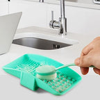 2PCS Brush Cleaning Palette,Handheld Silicone Brush Scrubber Brush Cleaning PadReusable Scrubber to Clean All of Your Ink Blending Brushes with Ease Portable Washing Tool (4 x 5 7/8inch Green)