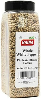 Badia White Pepper Whole, 1.37 Pound - Whole White Peppercorns for Cooking, Grilling, & Seasoning, Ideal for Spice Grinders