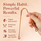 Arista Copper Tongue Scraper for Adults & Kids – 100% Pure Copper Tongue Cleaner – Extreme Bad Breath Treatment for Adults, Oral Detox & Hygiene – 1 Pack with Travel Pouch