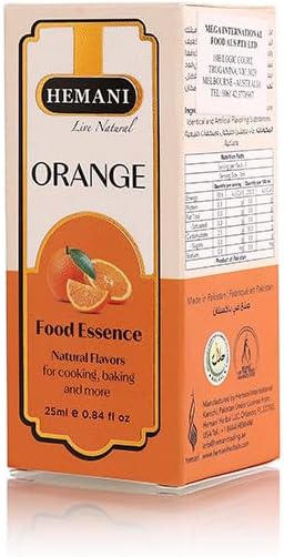 Hemani Orange Food Essence 25mL - Alcohol-Free Orange Flavoring for Baking, Drinks & Desserts