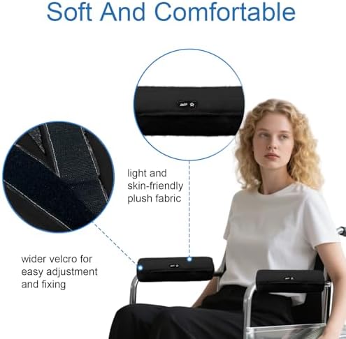 SPRING SEAON Wheelchair Armrest Covers 2 Pack Soft Memory Foam Wheelchair armrest Pads Wicking Washable for Office Transport Chair (Black)