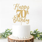 Happy 70th Birthday Cake Topper, 70th Birthday Cake Decorations, Cheers to 70 Years, 70 and Fabulous, 70th Birthday Party Decorations Gold Glitter