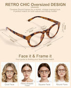 2 Pack Round Blue Light Glasses for Women, TR90 Computer Glasses with Spring Hinge for All-Day Comfort, Anti UV Glare & Eyestrain