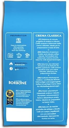 Caffe Borbone Whole Bean Coffee, Medium Roast Arabica and Robusta Blend, Crema Classica, Full-Bodied and Balanced Italian Coffee, 2.2 lb Bag