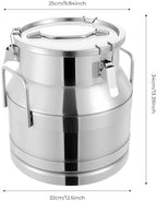 20L Stainless Steel Milk Bucket with Sealed Lid, 20 Liter Milk Can 5 Gallon Milk Container Heavy Duty Milk Jug Wine Milk Pail Ice Bucket with Lid (US Stock)