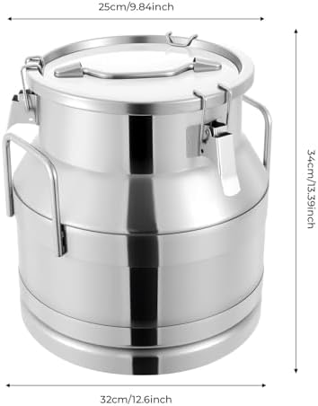 20L Stainless Steel Milk Bucket with Sealed Lid, 20 Liter Milk Can 5 Gallon Milk Container Heavy Duty Milk Jug Wine Milk Pail Ice Bucket with Lid (US Stock)