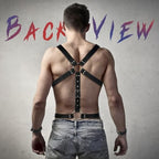 Tisancy Men's Chest Harness Belt Adjustable Buckle Chest PU Leather Male Harness Secure Fastening for Men's Costumes Clothes