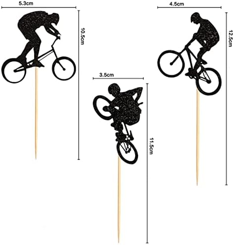 Morndew 24 PCS Cycling BMX Rider Cupcake Toppers for Bicycle Sport Theme Party Birthday Party Wedding Party Baby Shower Decorations