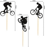 Morndew 24 PCS Cycling BMX Rider Cupcake Toppers for Bicycle Sport Theme Party Birthday Party Wedding Party Baby Shower Decorations