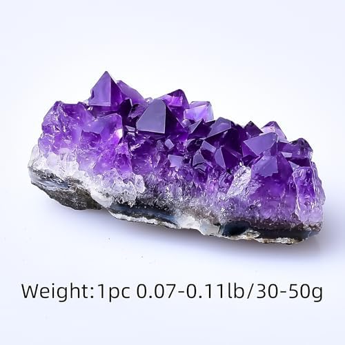 Natural Amethyst Crystal Cluster Healing Stones Raw Amethyst Rock Healing Crystals Energy Balance Reiki Meditation and Spiritual Growth (1Pc 0.07-0.11 LB)