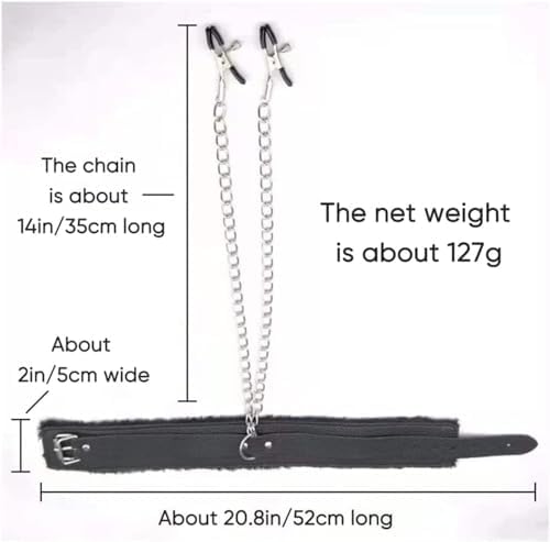 Metal Clip Stainless Steel Non Piercing Nipple Clips Rings with Choker Chain Restraint Body Piercing Sex Toys for Couples Women Men Black Neck Collar & Nipple Clamps Sweater CBY-3Q