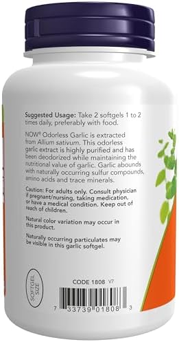 NOW Foods Supplements, Odorless Garlic (Allium sativum), Concentrated Extract, 250 Softgels