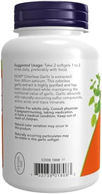 NOW Foods Supplements, Odorless Garlic (Allium sativum), Concentrated Extract, 250 Softgels