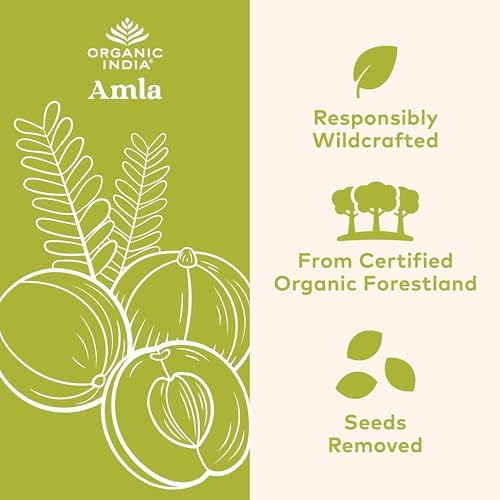 ORGANIC INDIA Amla Capsules Organic - Indian Gooseberry Herbal Vitamin Supplement, Amla Supplement, Immune Support, Vegan, Gluten-Free, Ayurvedic, Antioxidant, Non-GMO - 60 Capsules